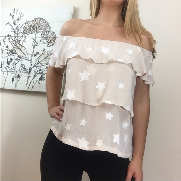 4Sienna Tops - 4Sienna 'Bright Stars' Off Shoulder Top